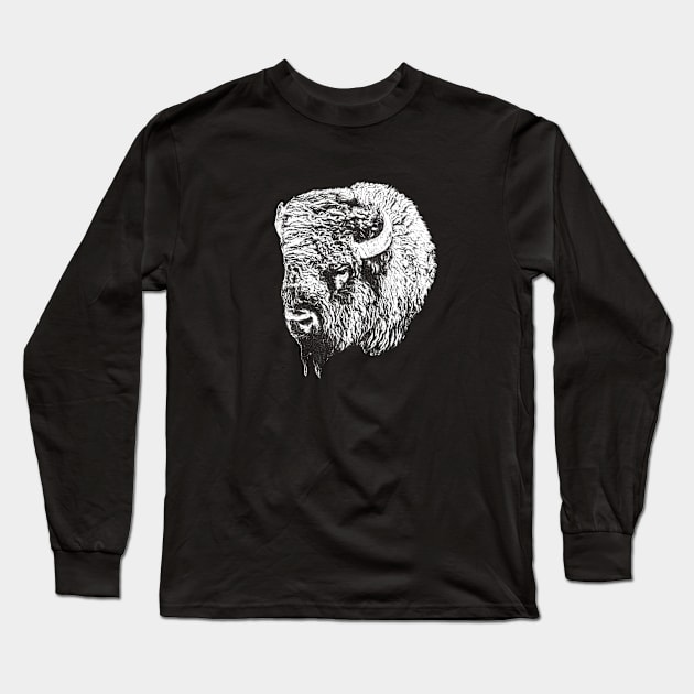 Bison head Long Sleeve T-Shirt by Guardi